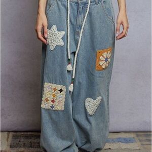 POL Blue Patchwork Jeans